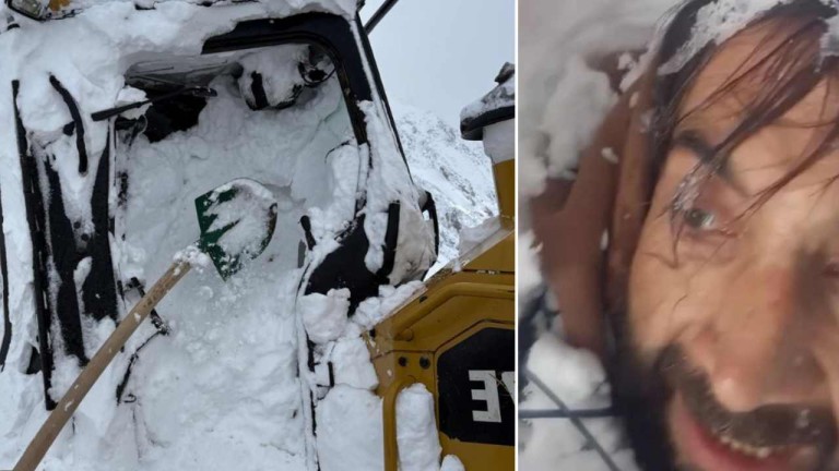 Şırnak'ta Dehşet Anları: Çığ İş Makinesinin Üzerine Çığ Düştü, Operatör Kabinde Mahsur Kaldı